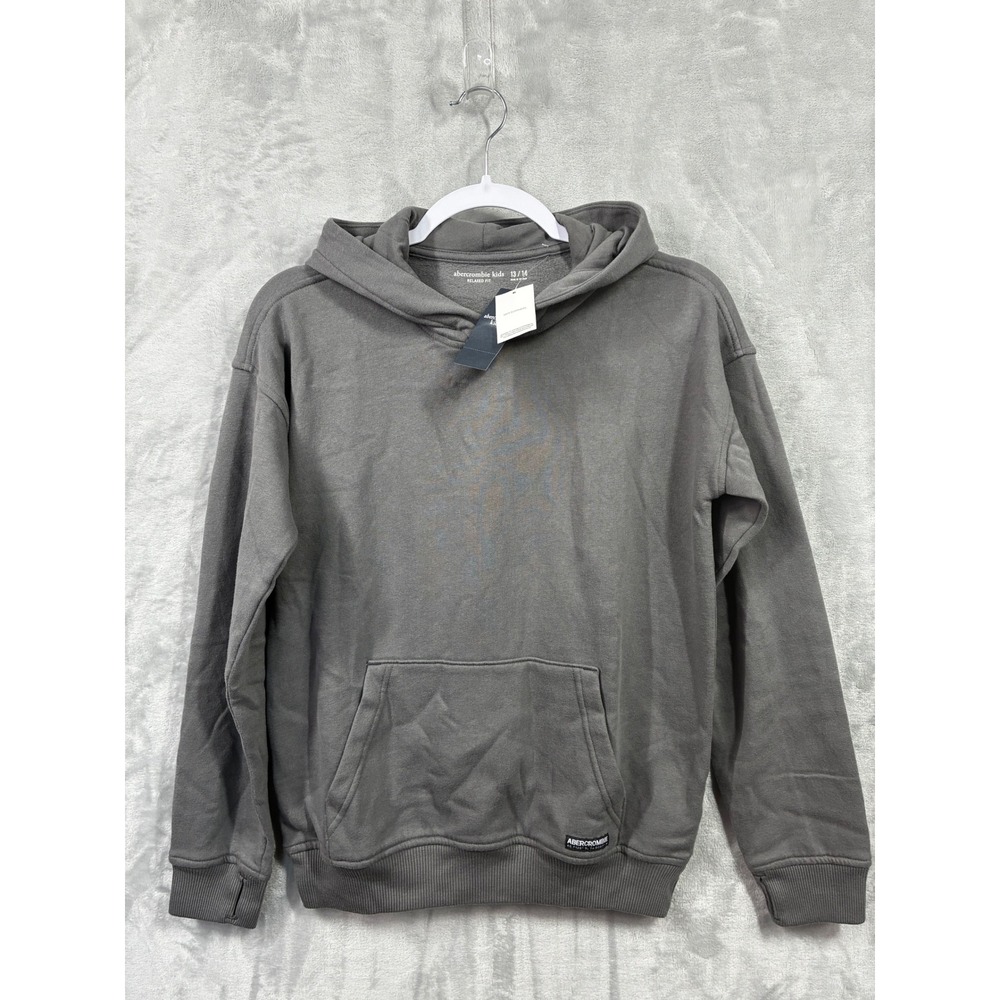 Abercrombie Kids Relaxed Fit Grey Skateboard Graphic Hoodie Size 13/14 NWT
